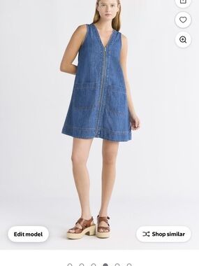 Sleeveless Blue Denim Zip-Front Dress